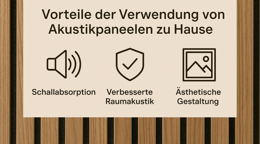 Modernes Wohnzimmer mit dekorativen Akustikpaneelen, die Lärm reduzieren und eine angenehme Atmosphäre schaffen