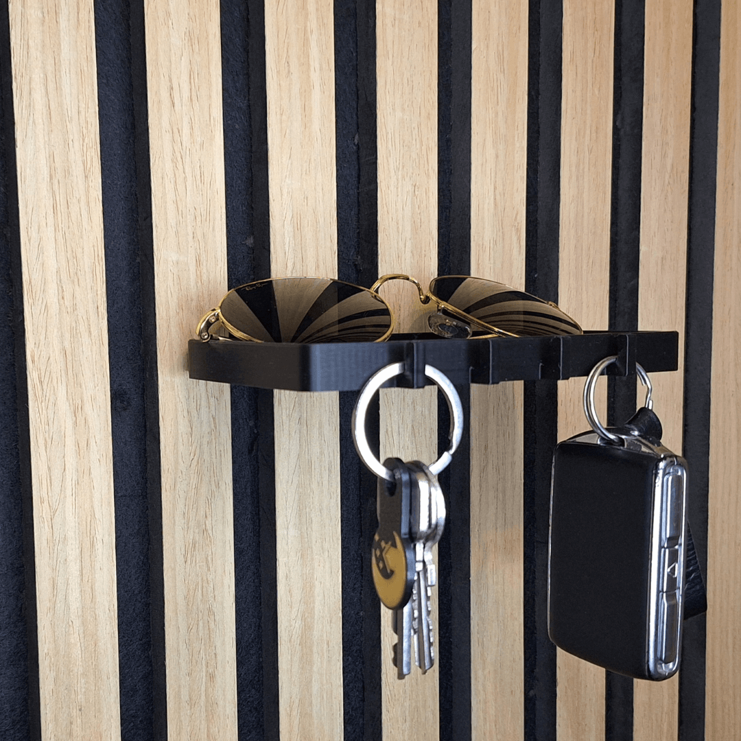 Ablage für Akustikpaneele mit Schlüsselhaken - Montage ohne Bohren