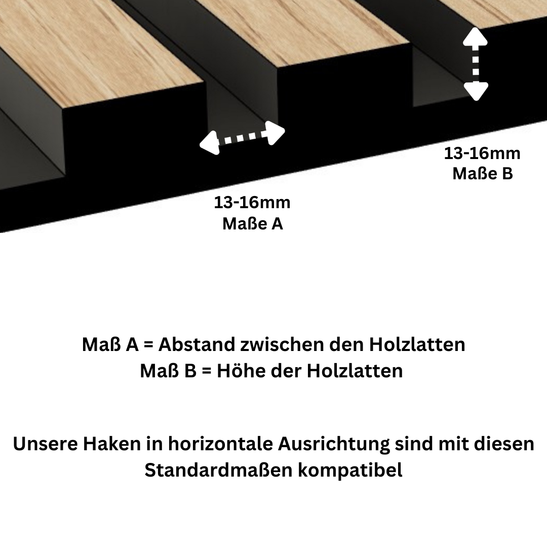 Haken für Akustikpaneele - horizontale Ausrichtung - Montage ohne Bohren - ECKIG