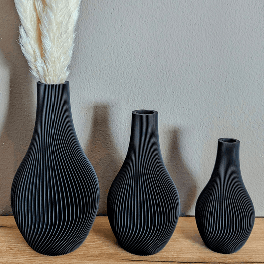 Vase 3D-Druck mit Rillen Lunar