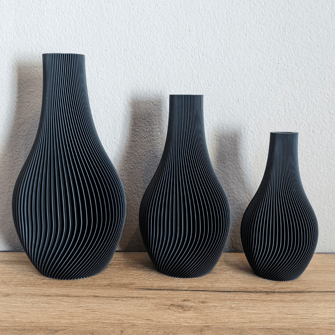 Vase 3D-Druck mit Rillen Lunar