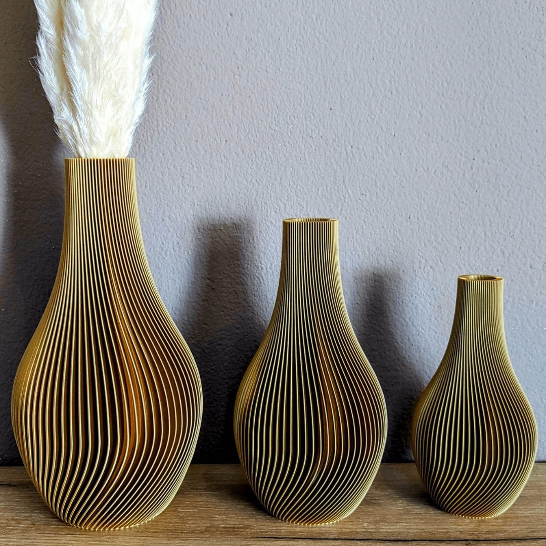 Vase 3D-Druck mit Rillen Lunar