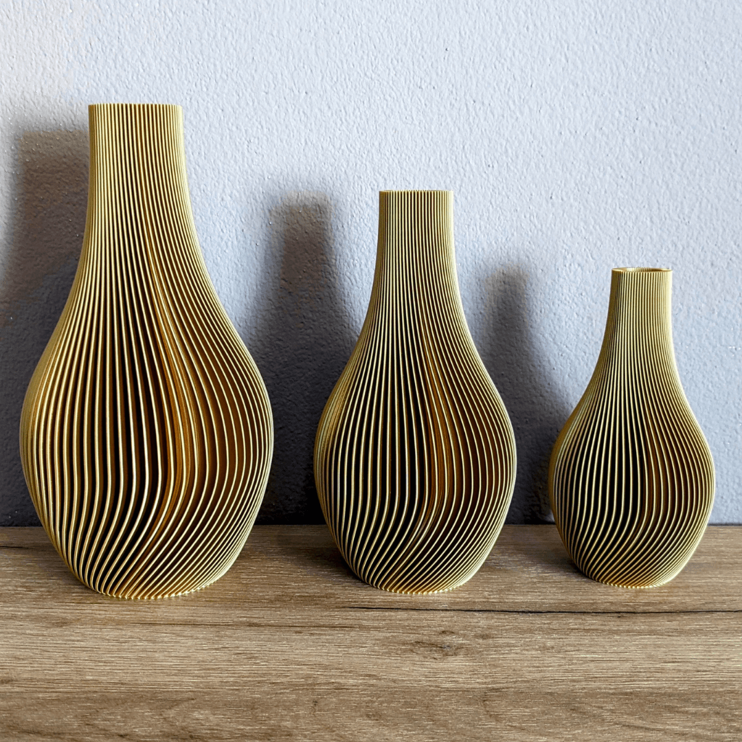 Vase 3D-Druck mit Rillen Lunar