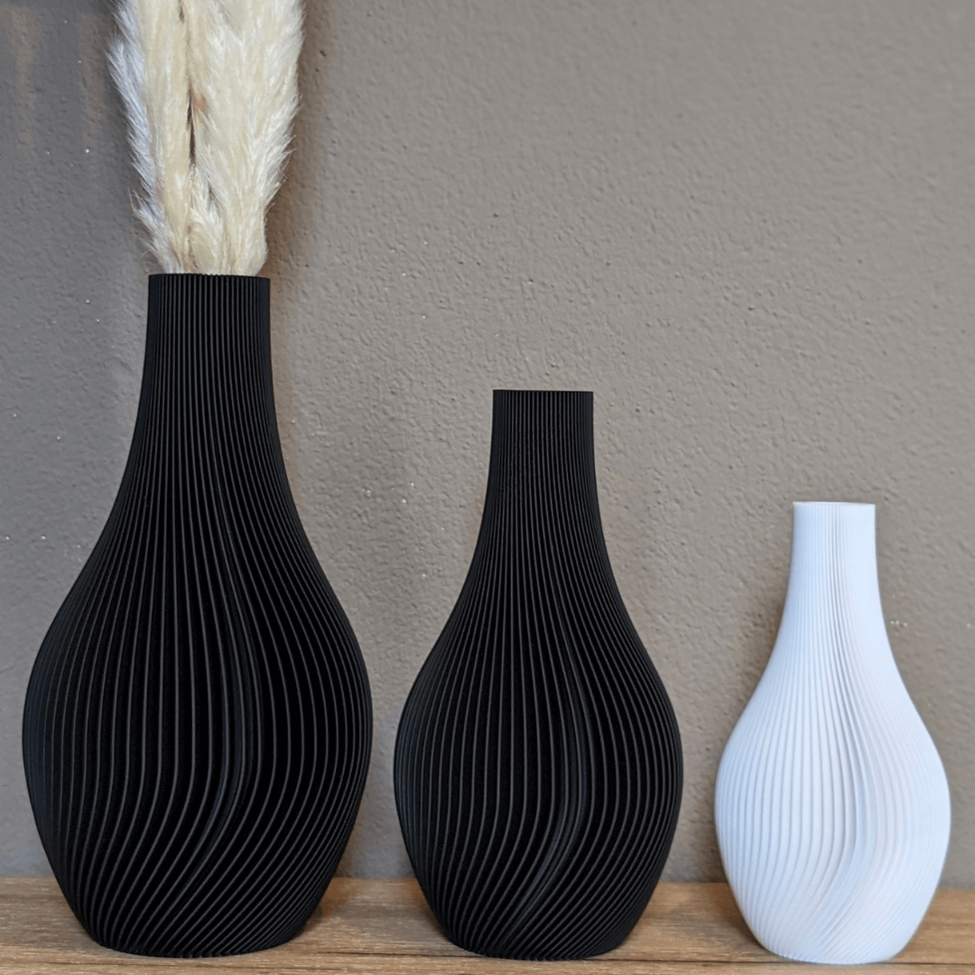 Vase 3D-Druck mit Rillen Lunar