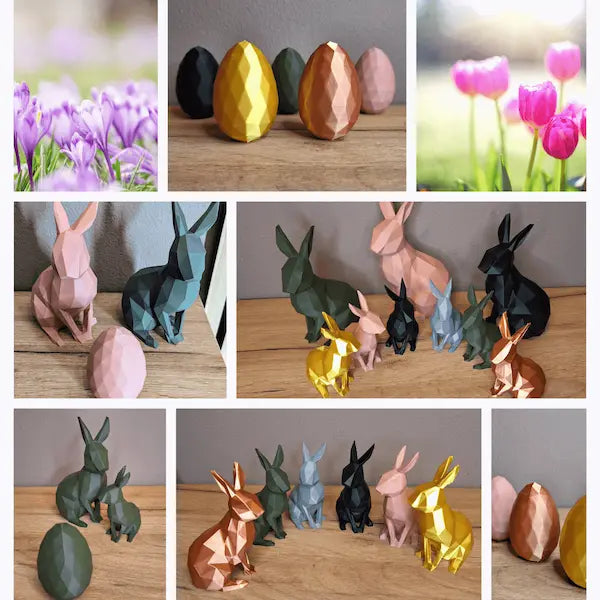 Frühlings- und Osterdeko: Bunte Osterhasen, Eier und saisonale Dekoartikel für eine festliche Frühlingsstimmung.