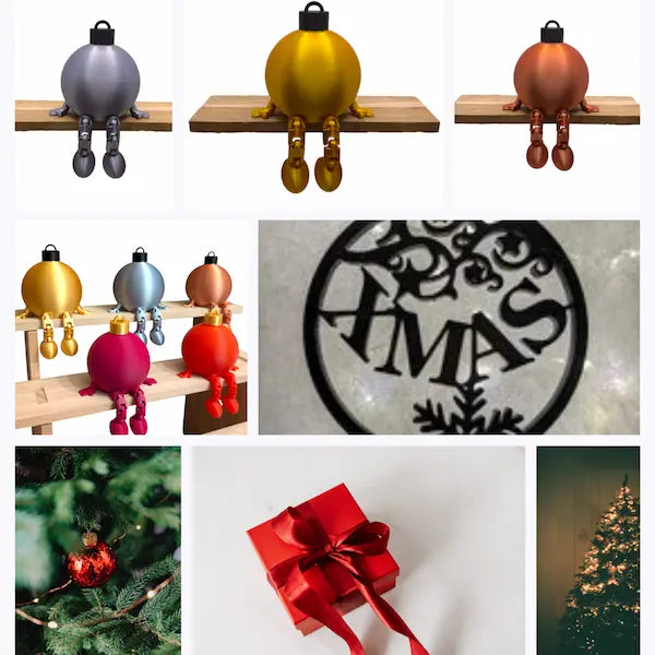 Weihnachtsdeko: Moderne Christbaumkugeln und festliche Dekorationen für die Weihnachtszeit.