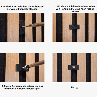 Bilderhalter für Akustikpaneele – Montage ohne Bohren