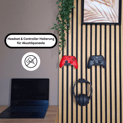 Headset und Controller Halterung für Akustikpaneele Gaming Setup