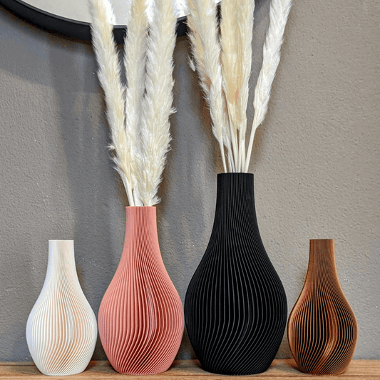 Vase 3D-Druck mit Rillen Lunar